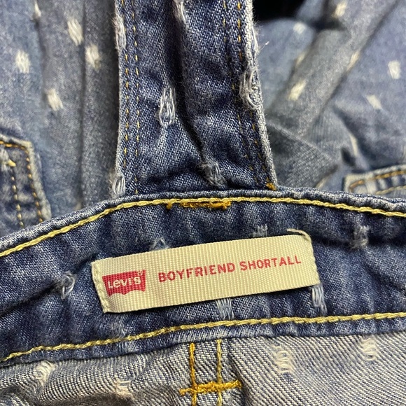 Levis GIRLS size 14 boyfriend Shortalls Overalls Denim Shorts - Picture 3 of 4